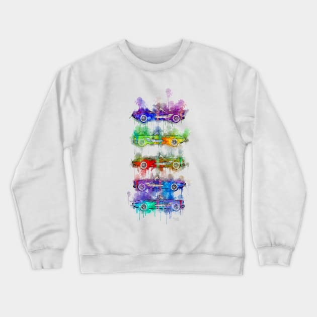 Chevrolet Corvette Convertible drip paint Crewneck Sweatshirt by AaaahEeeekStudio